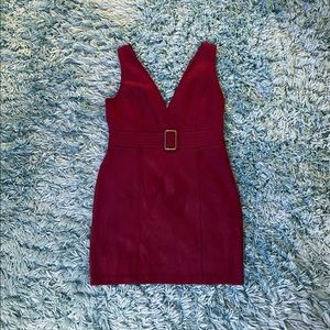 Forever 21 Burgundy Faux Suede Mini Dressw/ Buckle